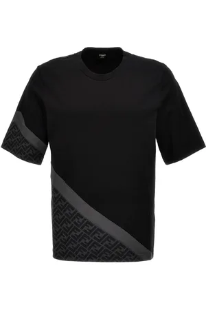 Fendi T-shirt i bomuld med diagonalt logotryk