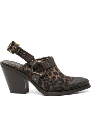 Metisse 80 mm mules med leopardtryk