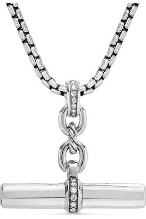 David Yurman Lexington E/W Barrel diamantvedhæng i sterlingsølv (32 mm)