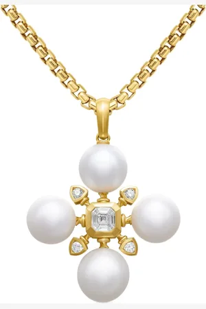 David Yurman Renaissance vedhæng i 18 karat guld med perle og diamant (37,5 mm)
