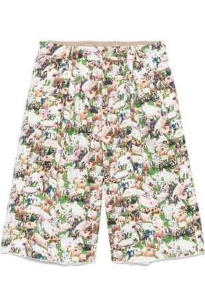 BLESS Plisserede shorts med grisetryk