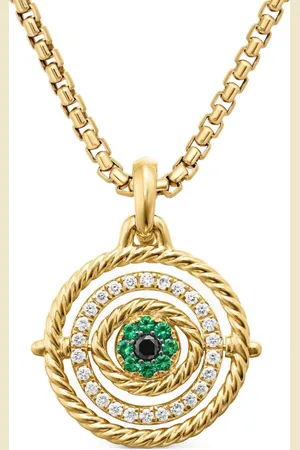 David Yurman Evil Eye Mobile amulet-vedhæng i 18 karat guld med smaragd og diamant (20,5 mm)