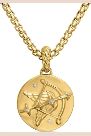 David Yurman Sagittarius halskæde i 18 karat guld med diamantvedhæng (28,7 mm)
