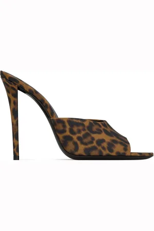 Saint Laurent Goldie 110mm mules med leopardtryk