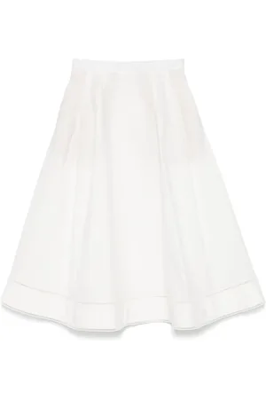 Rohe Mellemlang poplin-nederdel med broderi