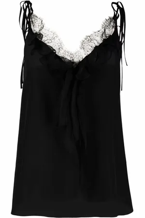 Alexander McQueen Camisole-top i silke med blondekant