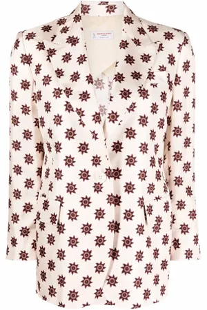ALBERTO BIANI Blazer i silke med geometrisk mønster