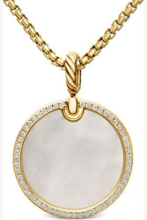 David Yurman DY Elements Disc vedhæng i 18 karat guld med diamantkant (24 mm)