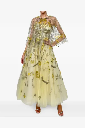 MONIQUE LHUILLIER Kjole med blomsterbroderi