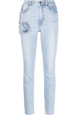 AREA Jeans med krystaludsmykning