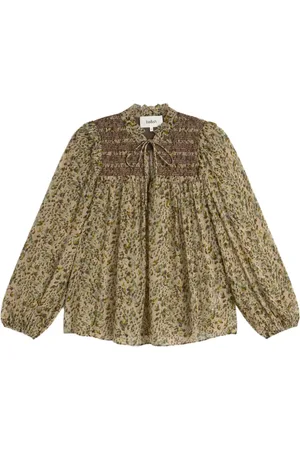 Bash Blomstret bluse med smocksyning