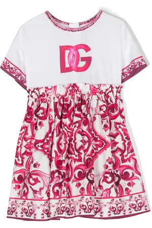 Dolce & Gabbana Kortærmet kjole med Majolica-tryk