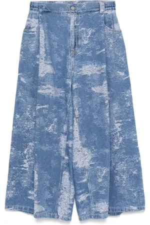SONGZIO Cropped strukturerede jeans med brede ben