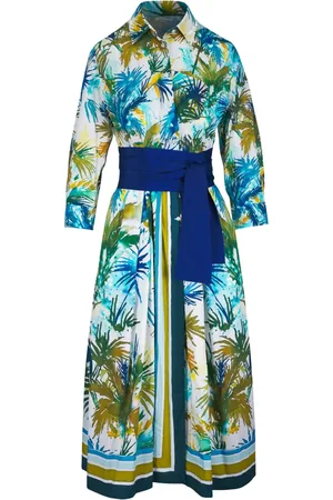 SARA ROKA Midi kjole med botanisk tryk