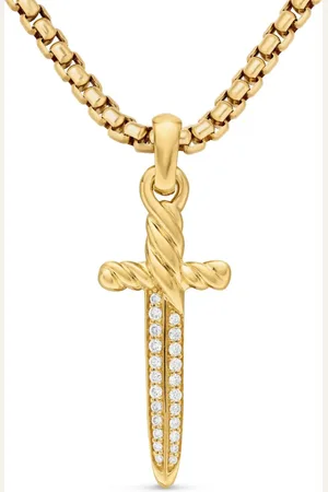 David Yurman Petrvs Dagger amulet i 18 karat guld med diamant (31,5 mm)