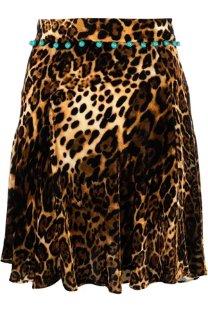 Roberto Cavalli Nederdel i velour med Ocelot-tryk