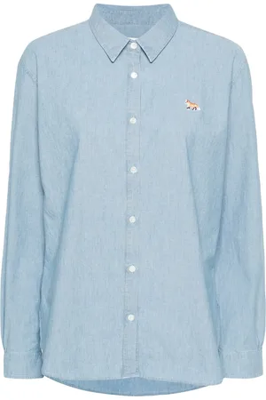 Maison Kitsuné Chambray-skjorte med rævemotiv