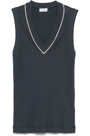 Brunello Cucinelli Fint ribbet tanktop