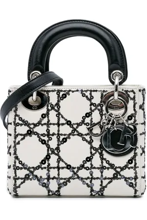 Dior Mini Cannage Lady Dior satchel-taske i kalveskind med pailletter fra 2014