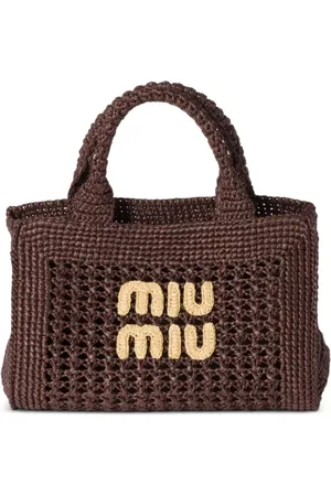 Miu Miu Vævet håndtaske i bast-effekt