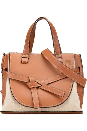 Loewe Mellemstor Gate satchel-taske i lærred og kalveskind med tophåndtag fra 2000-2024