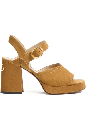 VALENTINO GARAVANI FAWCETTE PLATFORM CRUST LEATHER SANDAL 100MM
