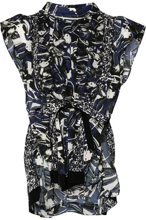 3.1 Phillip Lim Vest med rullekrave og blomstret tryk
