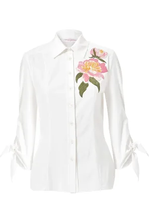 Carolina Herrera Skjorte med blomster-broderi
