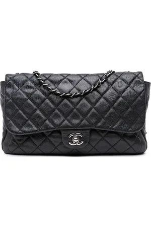 CHANEL Stor quiltet Now and Forever Flap skuldertaske i kaviar-læder fra 2013-2014