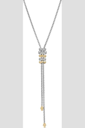 David Yurman Zig Zag Stax Y diamanthalskæde i 18 karat gulguld og sterlingsølv