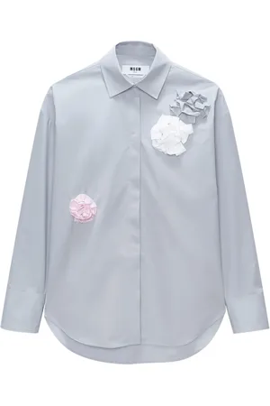 Msgm Skjorte i poplin med blomsterapplikation