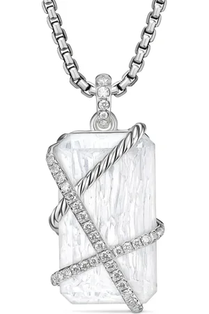 David Yurman Cable Wrap amulet i sterlingsølv med diamant (45 mm)