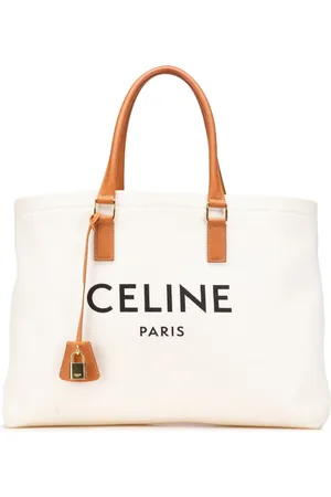 Céline Lille vandret Cabas tote i lærred med logotryk fra 2019