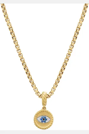 David Yurman Evil Eye amulet i 18 karat gult guld med diamant og safir (18,8 mm)