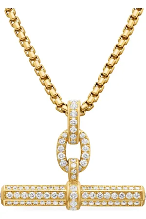 David Yurman Lexington E/W Barrel diamantvedhæng i 18 karat gulguld (36 mm)