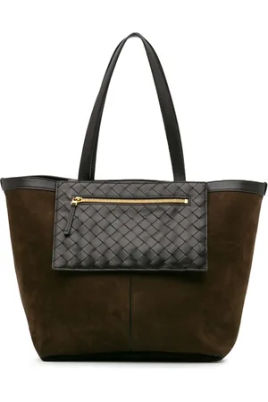 Bottega Veneta Mellemstor Intrecciato Flip Flap tote i ruskind og nappa-læder fra 2021-2024