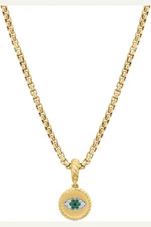 David Yurman Evil Eye amulet-vedhæng i 18 karat gulguld med smaragd og diamant (18,8 mm)