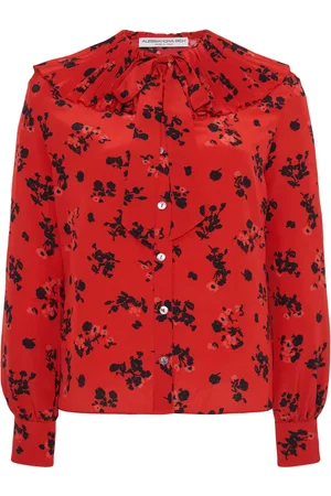 Alessandra Rich Silkebluse med blomstertryk