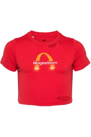 DOUBLET Magnetism baby-T-shirt med slitageeffekt
