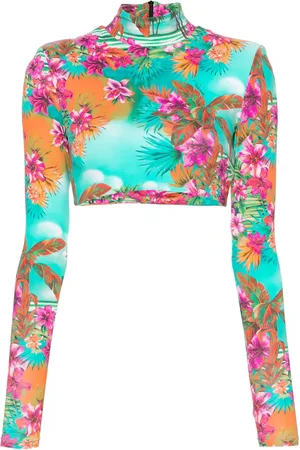 Roberto Cavalli Cropped top med Hawaii-tryk