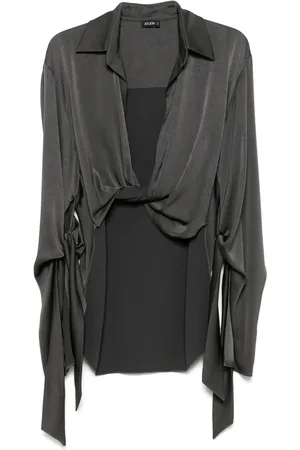 Atlein Silkebluse med snoet detalje