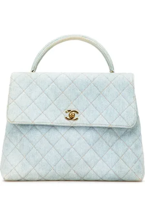 CHANEL Kelly håndtaske i denim med tophåndtag fra 1996-1997
