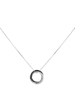 Cartier Trinity halskæde med vedhæng i 18 karat hvidguld med keramik og diamant
