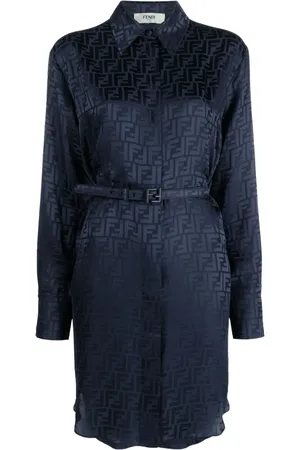 Fendi Skjortekjole i silke og FF-jacquard