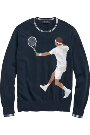Brooks Brothers Grafisk Tennis Player-sweater