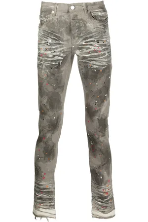Purple Brand Jeans med slitageeffekt og malingssprøjt