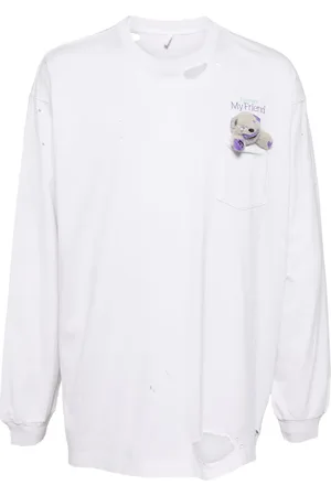 DOUBLET My Friend T-shirt med slitageeffekt