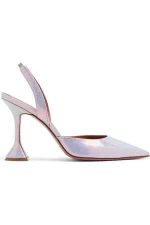 Amina Muaddi Holli 95mm slingback-pumps i denim