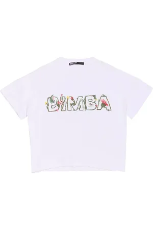 Bimba y Lola T-shirt med blomsterbroderi og logo