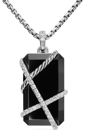David Yurman Cable Wrap amulet i sterlingsølv med diamant (45 mm)